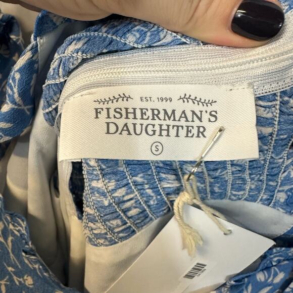 Fisherman's Daughter Blue Floral Tie Strap Bodice Style Mini Dress Small NWT New - Picture 6 of 8